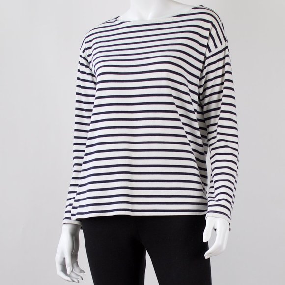 Everlane Tops - Heavyweight Tee in White/Black Breton Stripe
